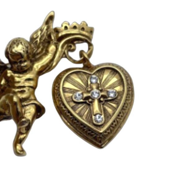 Vintage Gold-tone Angel Cherub Brooch W/ Locket -The Vatican Library Collection - Picture 4 of 4